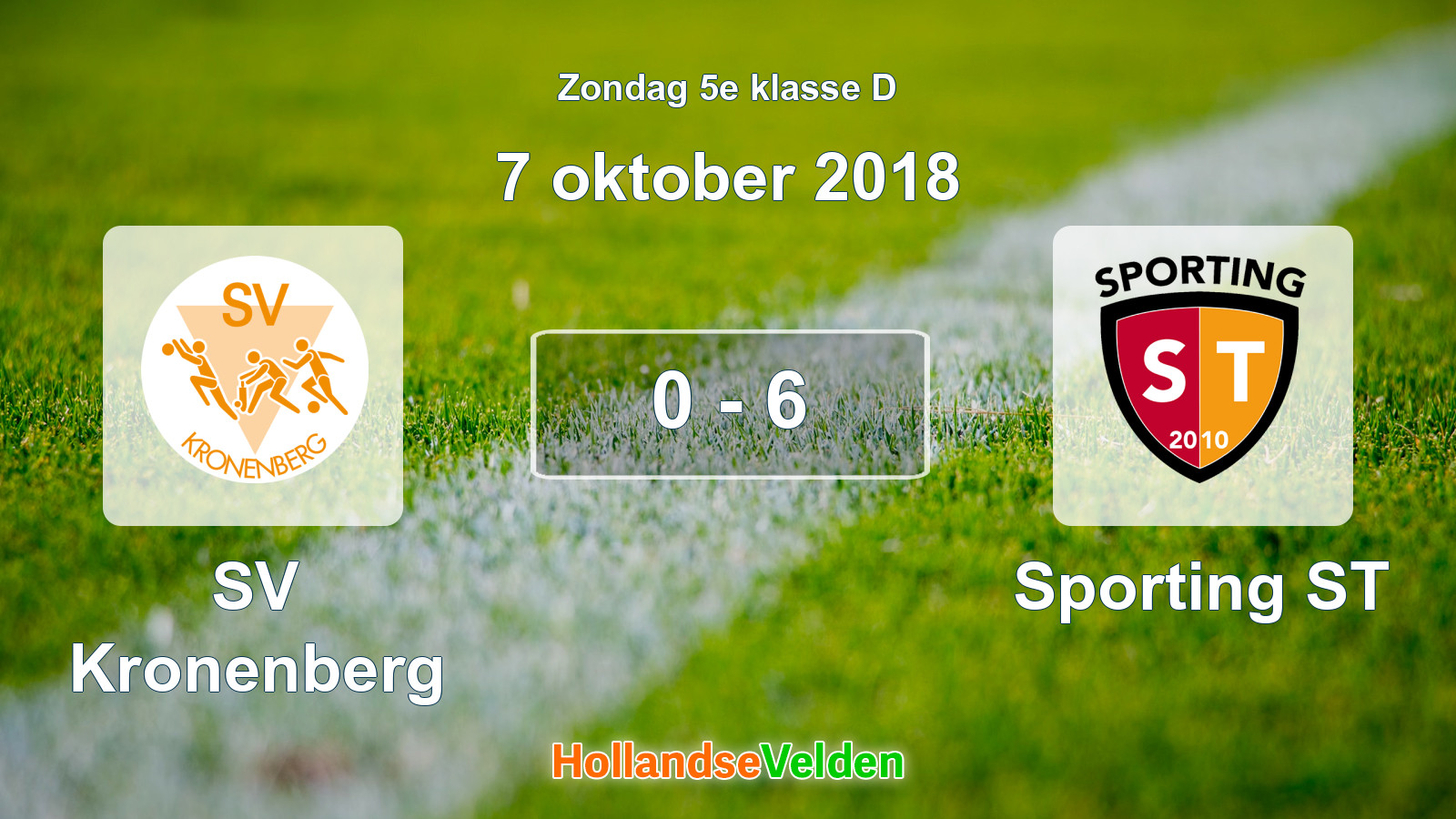 Gespeelde wedstrijd: SV Kronenberg - Sporting ST 0 - 6 (7 oktober 2018)