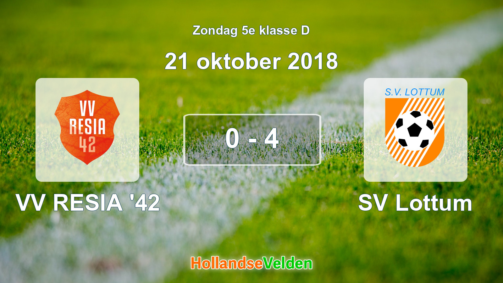 Gespeelde wedstrijd: VV RESIA '42 - SV Lottum 0 - 4 (21 oktober 2018)