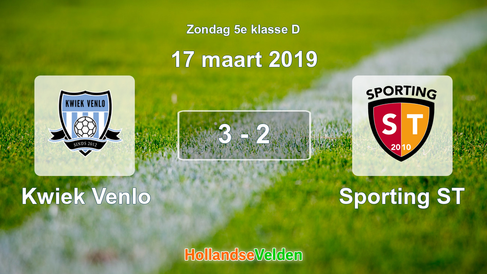 Gespeelde wedstrijd: Kwiek Venlo - Sporting ST 3 - 2 (17 maart 2019)
