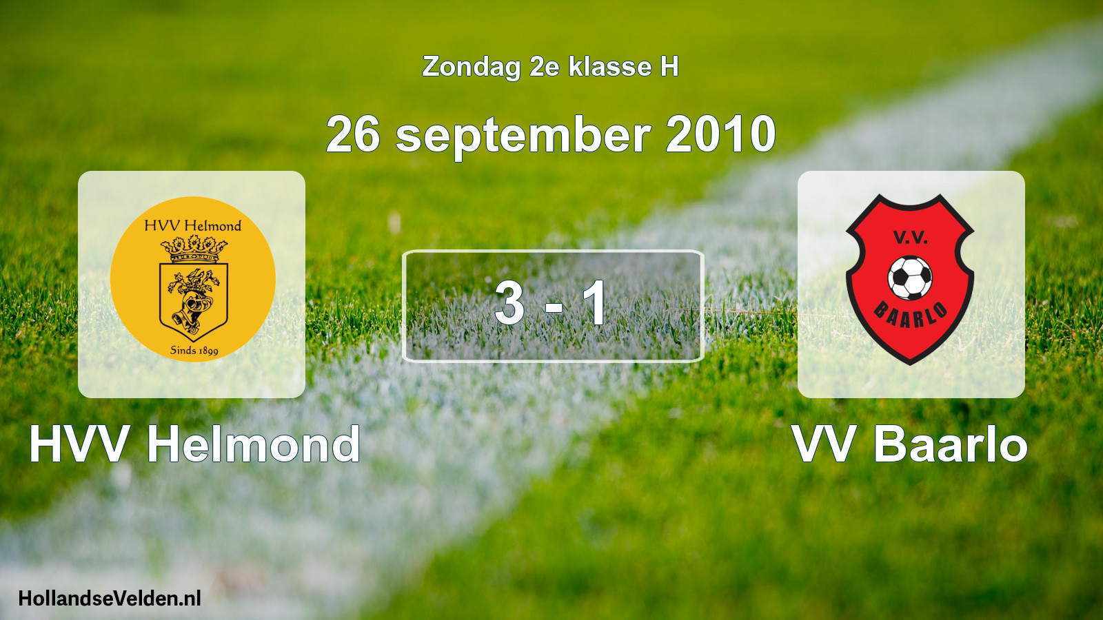 Gespeelde wedstrijd: HVV Helmond - VV Baarlo 3 - 1 (26 september 2010)
