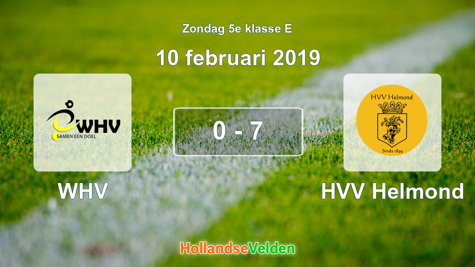 Gespeelde wedstrijd: WHV - HVV Helmond 0 - 7 (10 februari 2019)