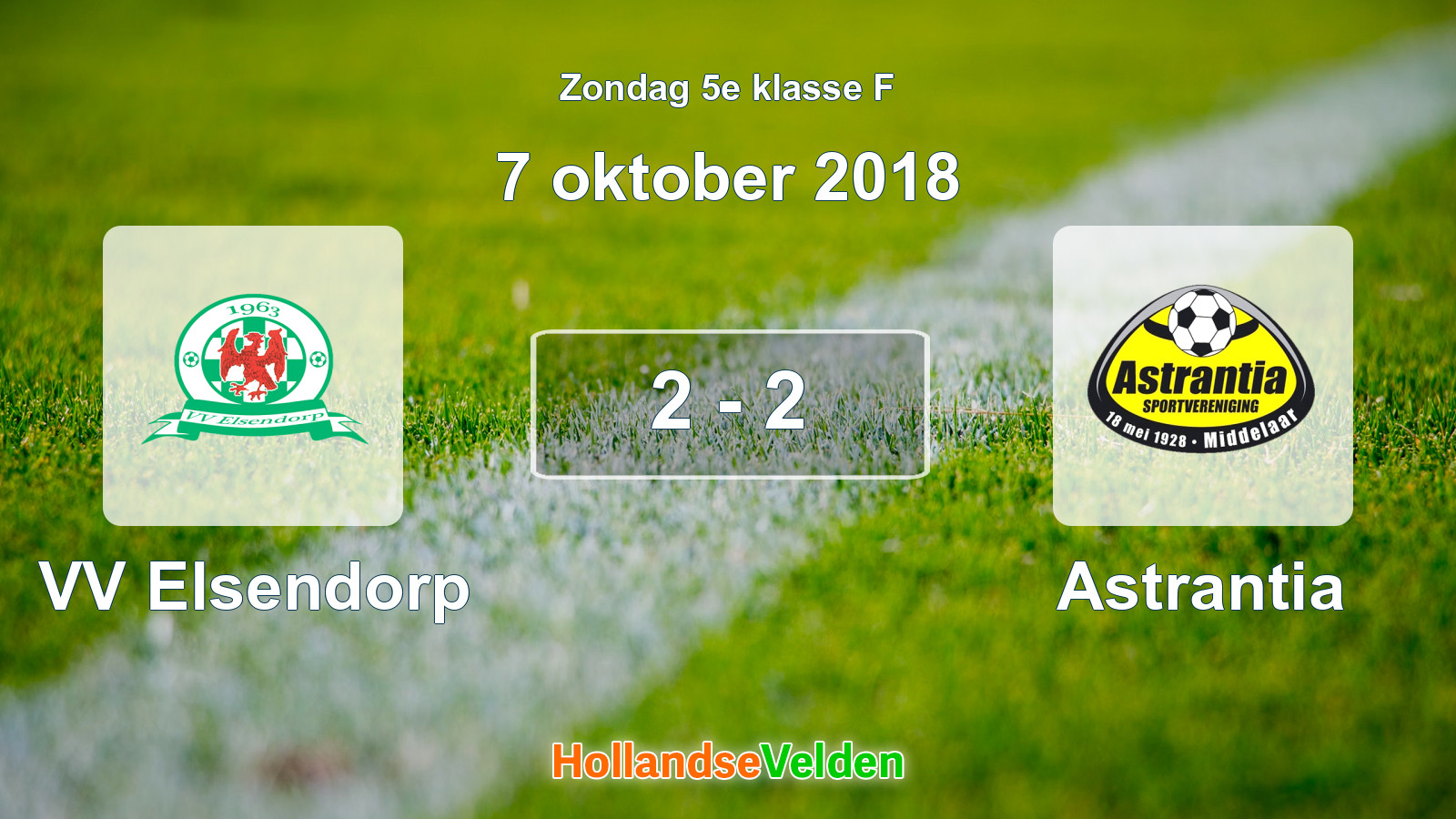 Gespeelde wedstrijd: VV Elsendorp - Astrantia 2 - 2 (7 oktober 2018)