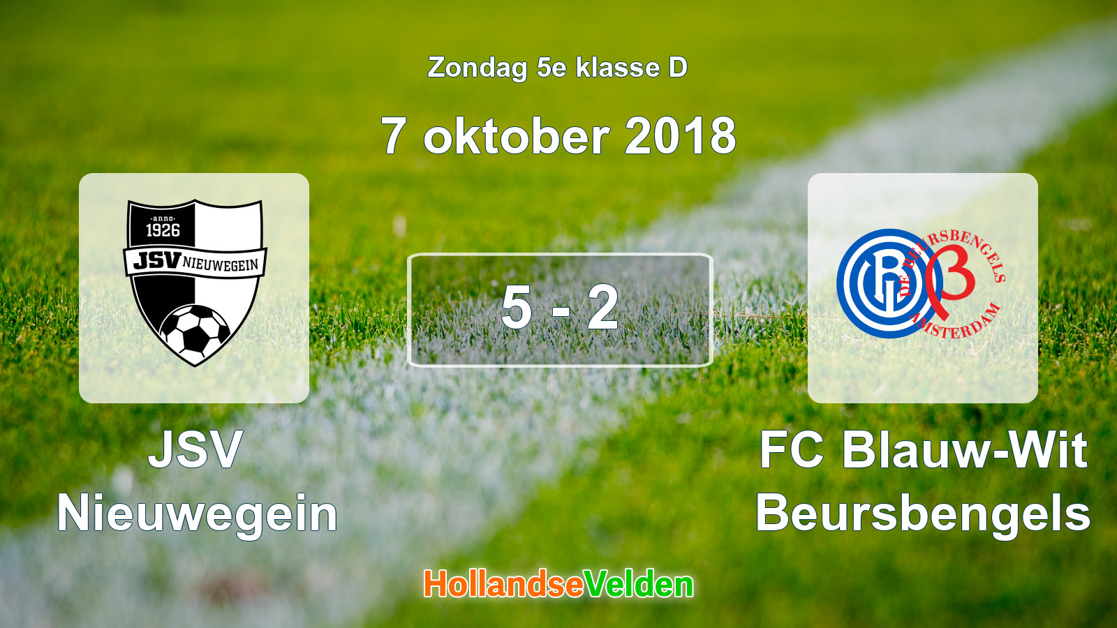Gespeelde wedstrijd: JSV Nieuwegein - FC Blauw-Wit Beursbengels 5 - 2 (7 oktober 2018)