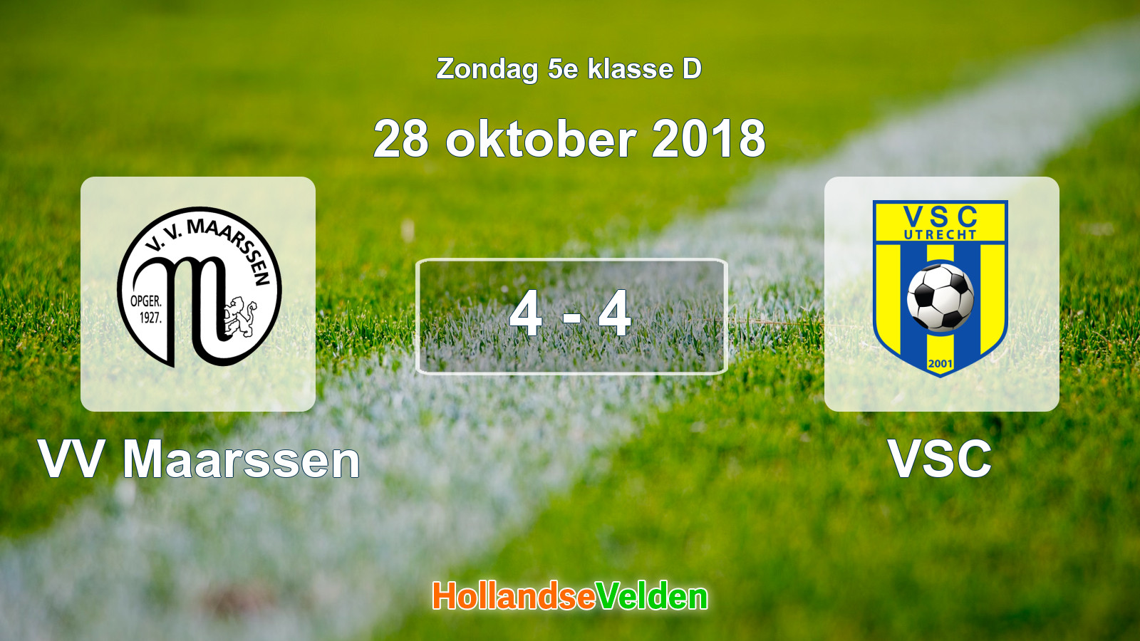 Gespeelde wedstrijd: VV Maarssen - VSC 4 - 4 (28 oktober 2018)