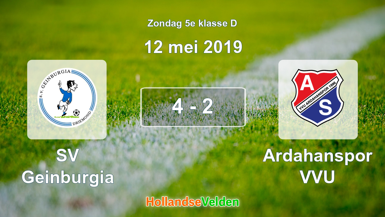 Gespeelde wedstrijd: SV Geinburgia - Ardahanspor VVU 4 - 2 (12 mei 2019)