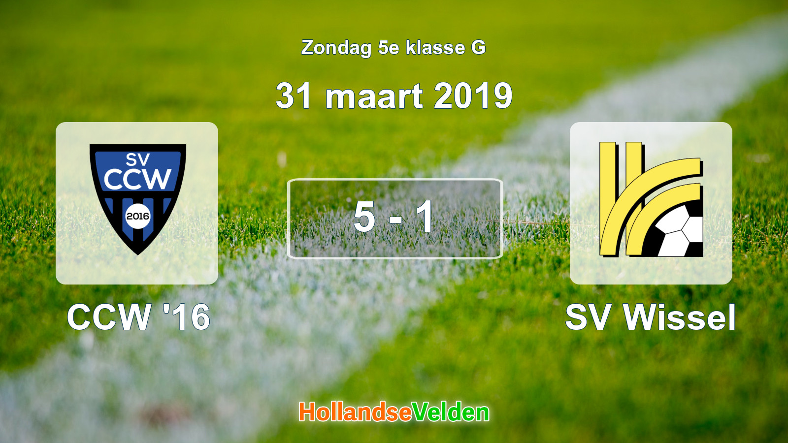 Gespeelde wedstrijd: CCW '16 - SV Wissel 5 - 1 (31 maart 2019)