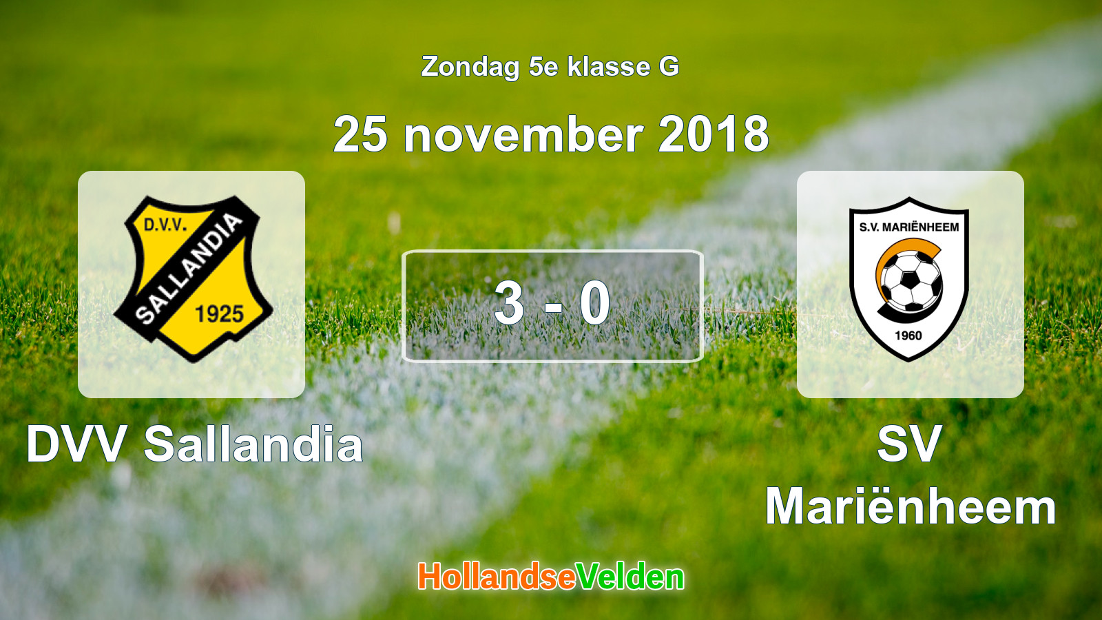 Gespeelde wedstrijd: DVV Sallandia - SV Mariënheem 3 - 0 (25 november 2018)