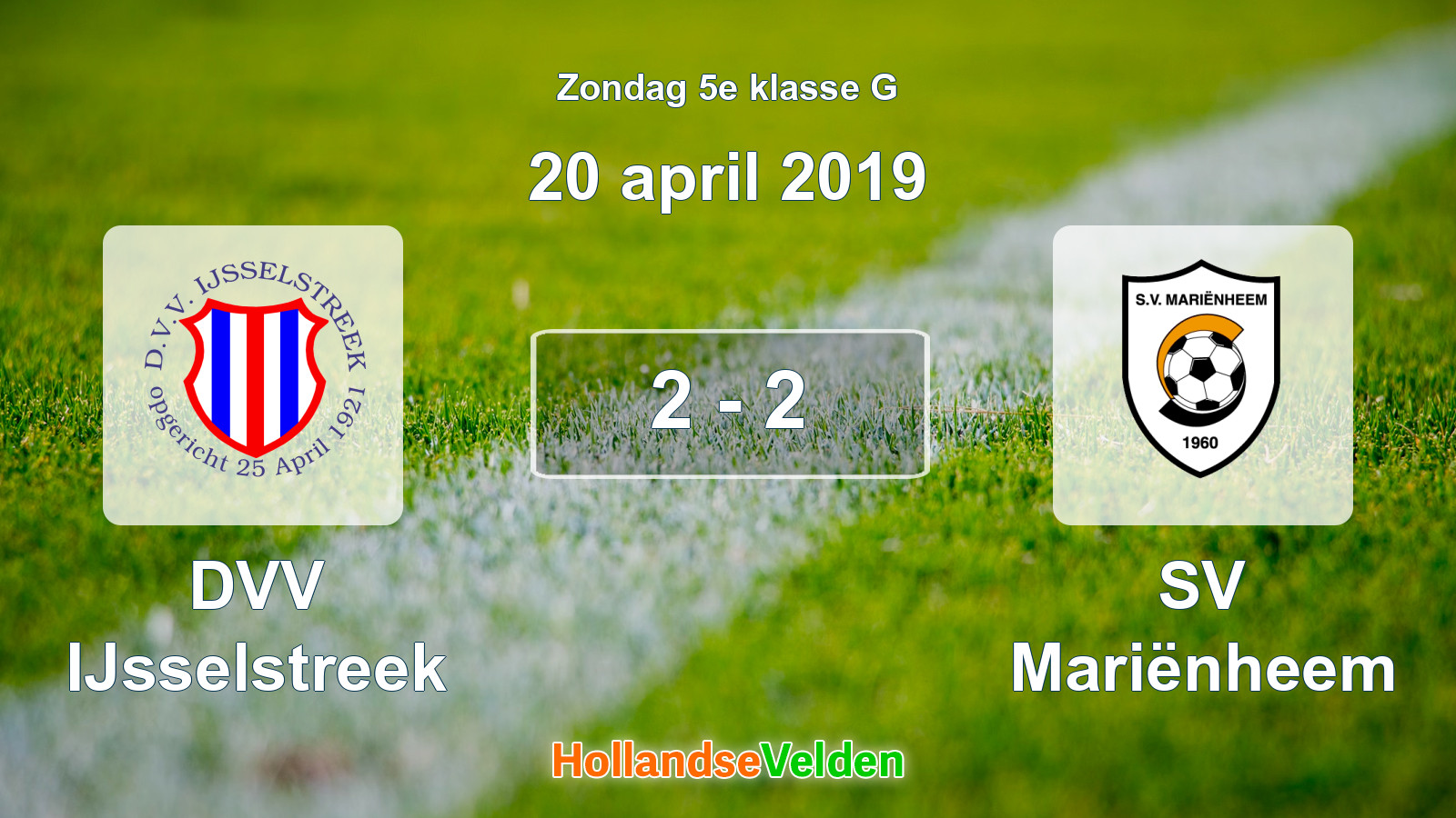Gespeelde wedstrijd: DVV IJsselstreek - SV Mariënheem 2 - 2 (20 april 2019)