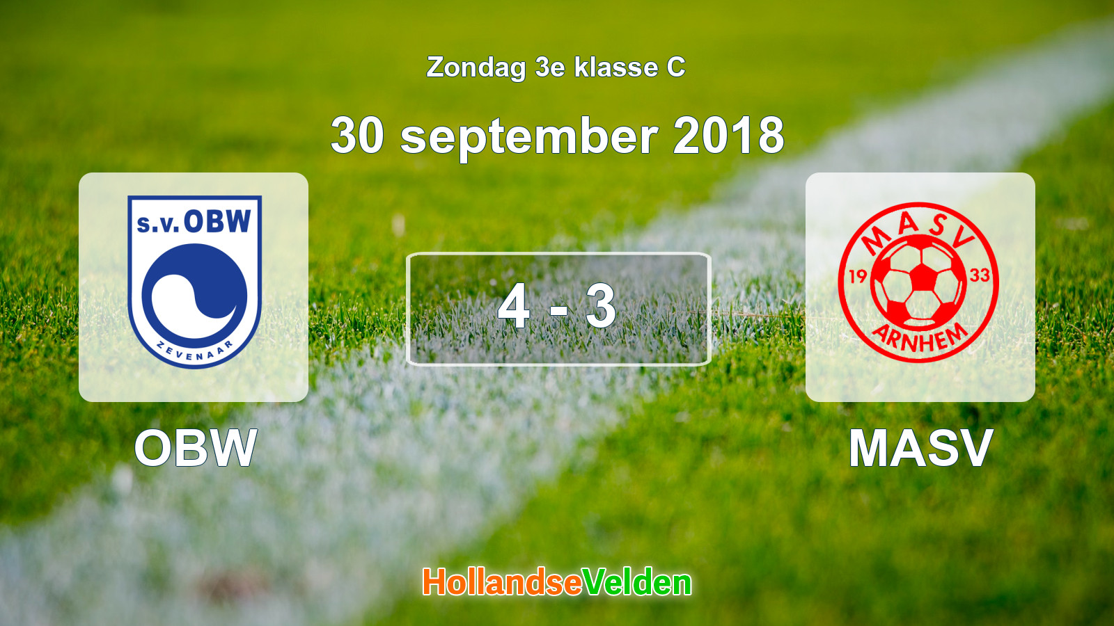 Gespeelde wedstrijd: OBW - MASV 4 - 3 (30 september 2018)