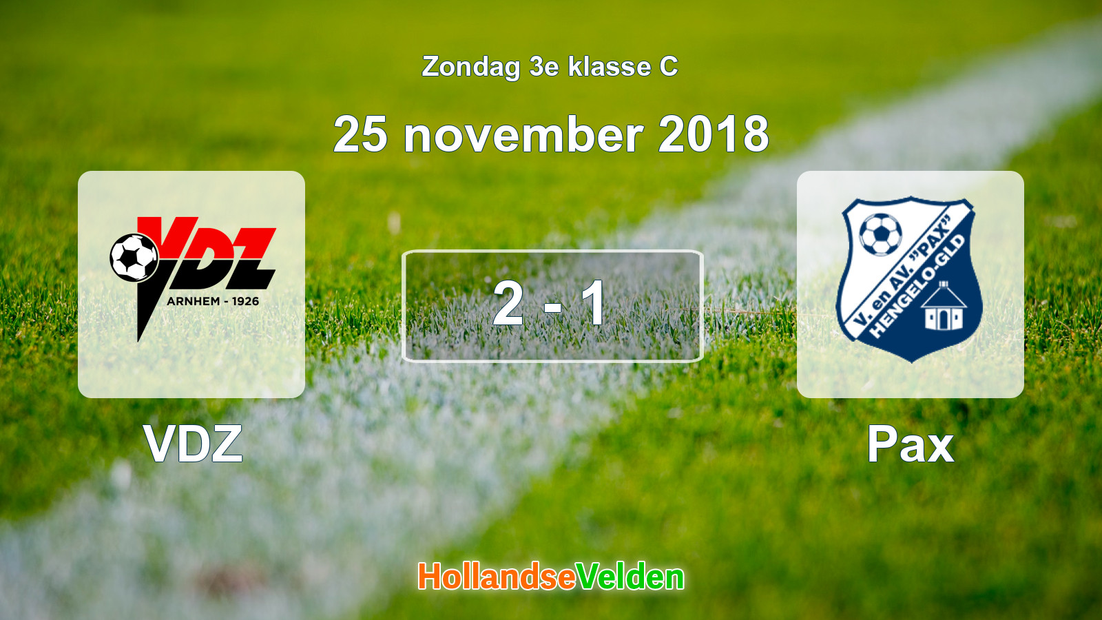 Gespeelde wedstrijd: VDZ - Pax 2 - 1 (25 november 2018)
