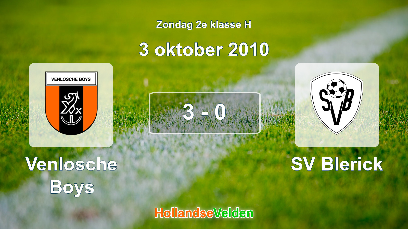 Gespeelde wedstrijd: Venlosche Boys - SV Blerick 3 - 0 (3 oktober 2010)