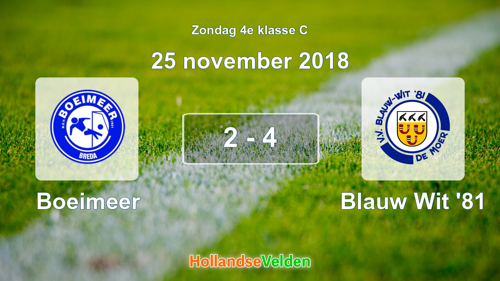 Gespeelde wedstrijd: Boeimeer - Blauw Wit '81 2 - 4 (25 november 2018)