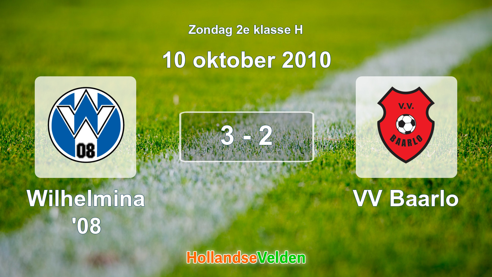 Gespeelde wedstrijd: Wilhelmina '08 - VV Baarlo 3 - 2 (10 oktober 2010)