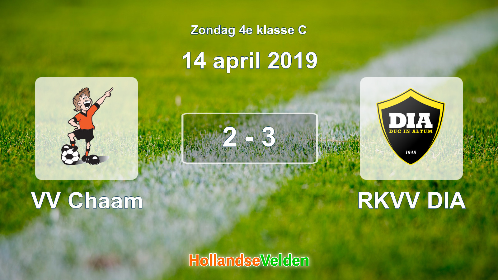 Gespeelde wedstrijd: VV Chaam - RKVV DIA 2 - 3 (14 april 2019)