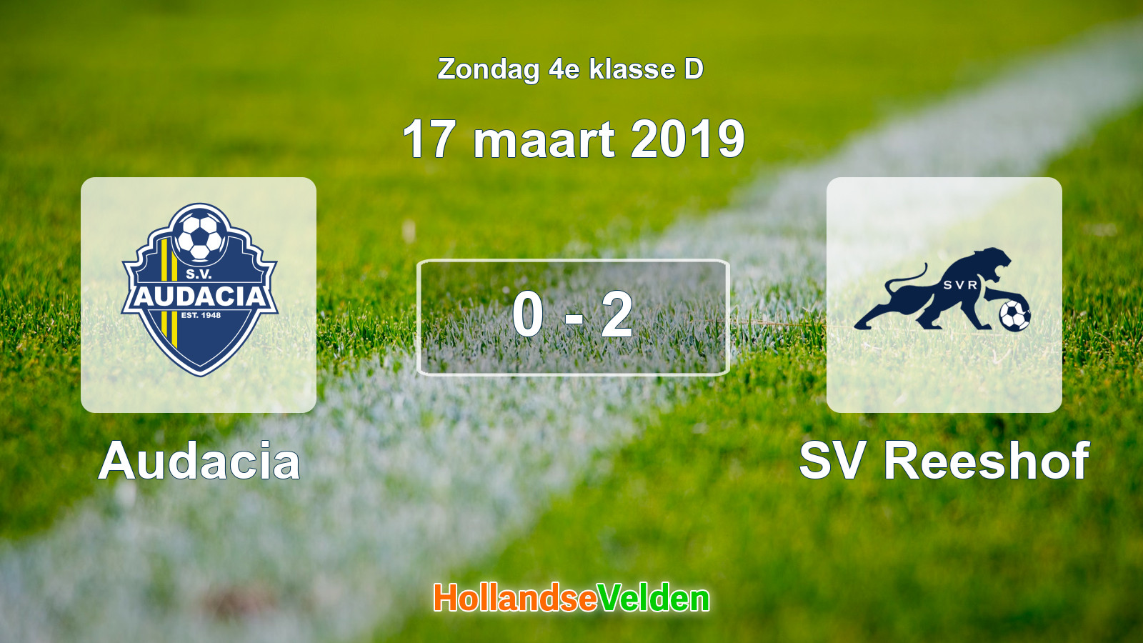 Gespeelde wedstrijd: Audacia - SV Reeshof 0 - 2 (17 maart 2019)