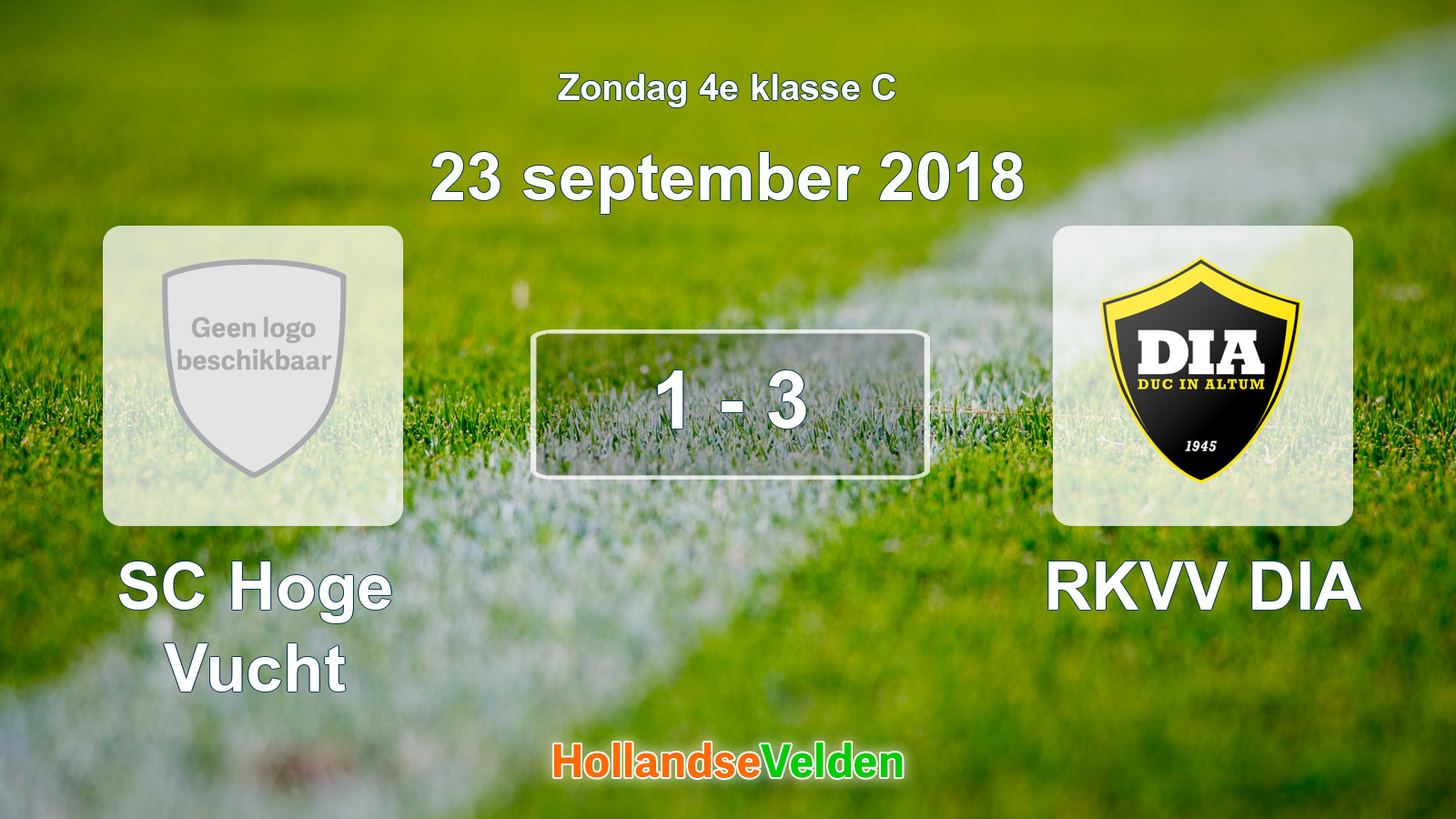 Gespeelde wedstrijd: SC Hoge Vucht - RKVV DIA 1 - 3 (23 september 2018)