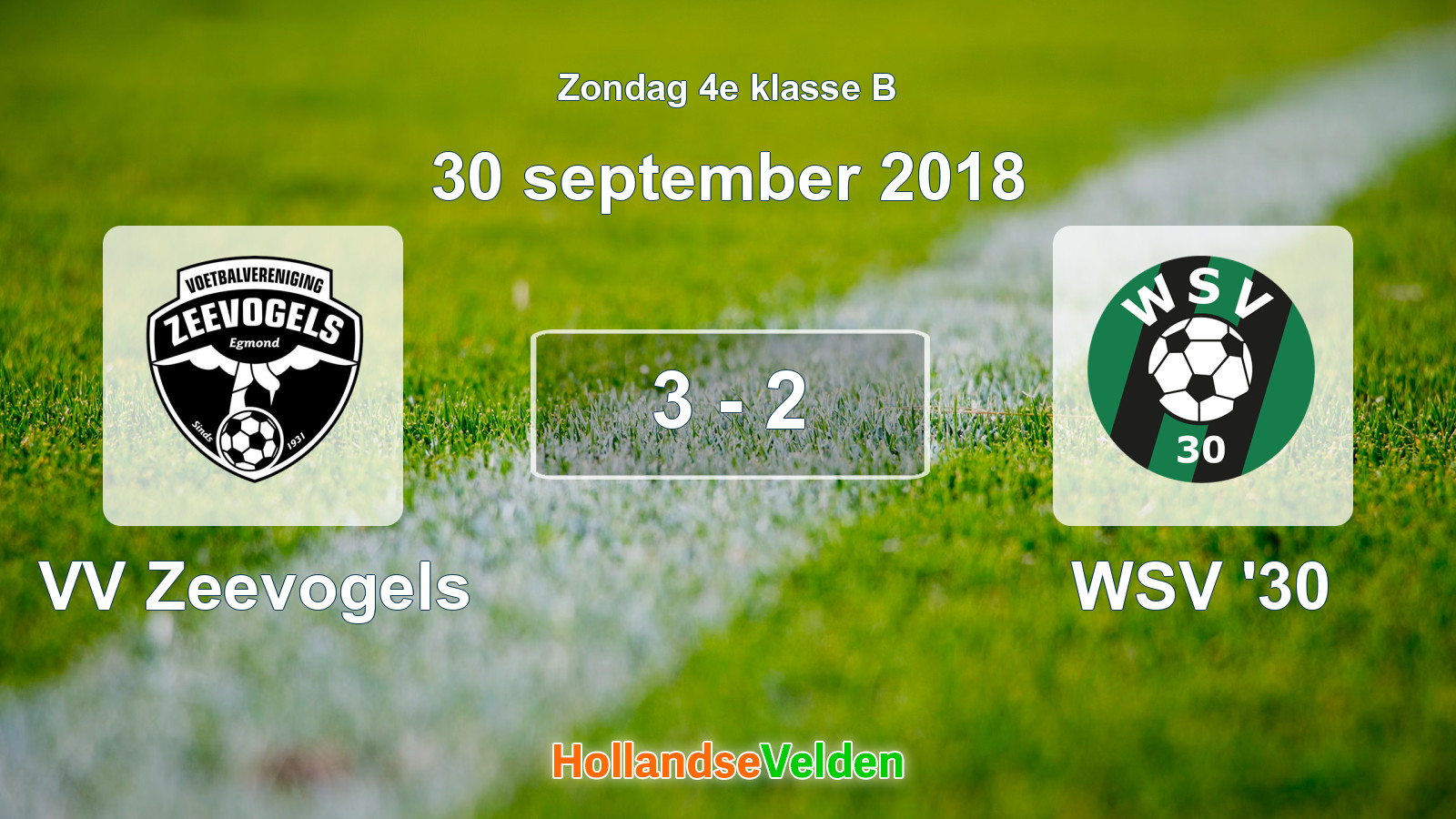 Gespeelde wedstrijd: VV Zeevogels - WSV '30 3 - 2 (30 september 2018)