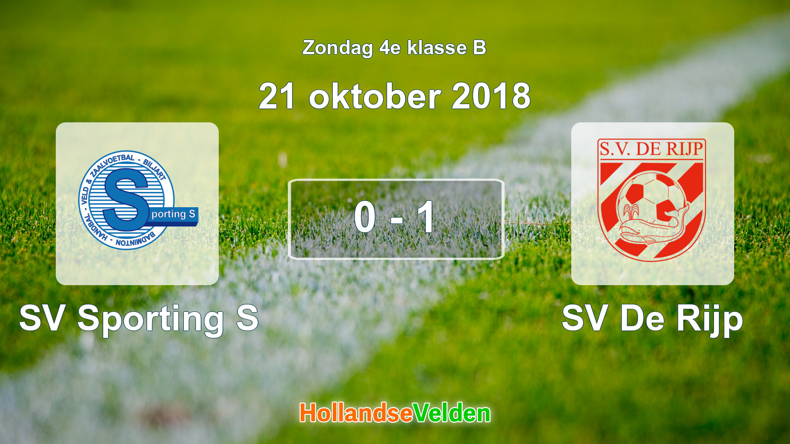 Gespeelde wedstrijd: SV Sporting S - SV De Rijp 0 - 1 (21 oktober 2018)