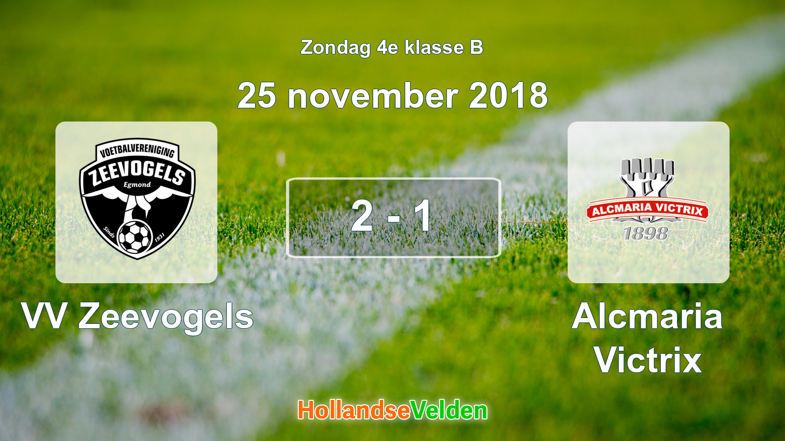 Gespeelde wedstrijd: VV Zeevogels - Alcmaria Victrix 2 - 1 (25 november 2018)