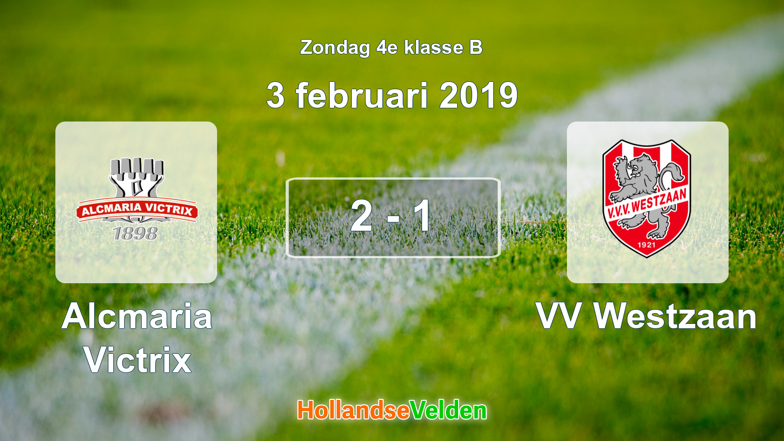 Gespeelde wedstrijd: Alcmaria Victrix - VV Westzaan 2 - 1 (3 februari 2019)