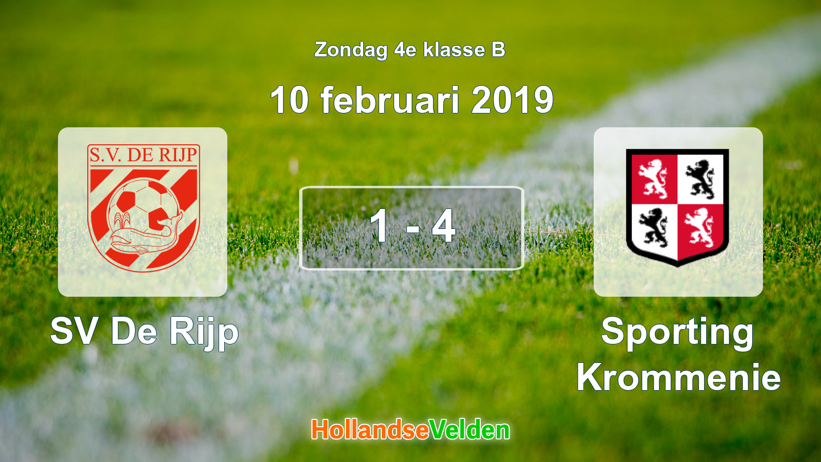 Gespeelde wedstrijd: SV De Rijp - Sporting Krommenie 1 - 4 (10 februari 2019)