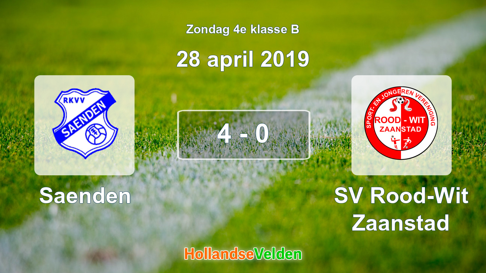Gespeelde wedstrijd: Saenden - SV Rood-Wit Zaanstad 4 - 0 (28 april 2019)