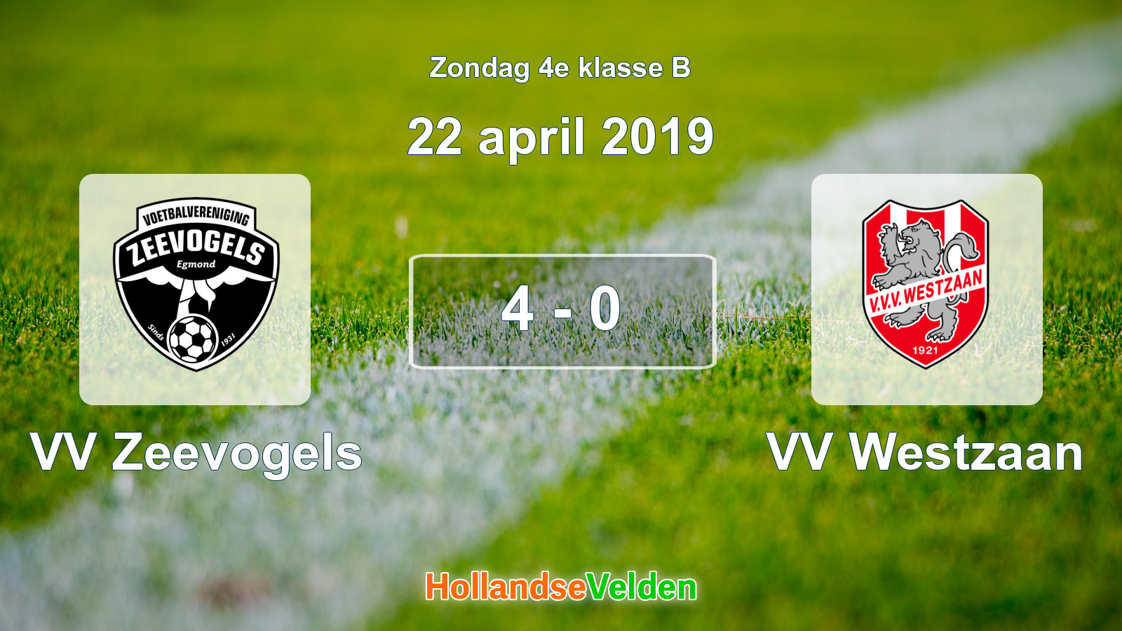 Gespeelde wedstrijd: VV Zeevogels - VV Westzaan 4 - 0 (22 april 2019)