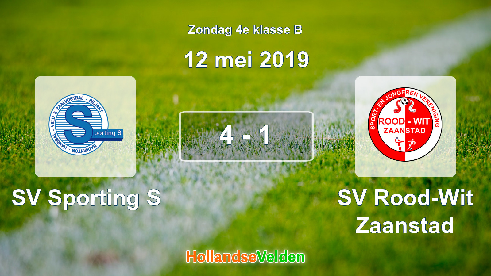 Gespeelde wedstrijd: SV Sporting S - SV Rood-Wit Zaanstad 4 - 1 (12 mei 2019)