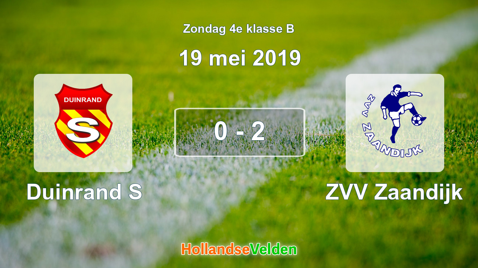 Gespeelde wedstrijd: Duinrand S - ZVV Zaandijk 0 - 2 (19 mei 2019)
