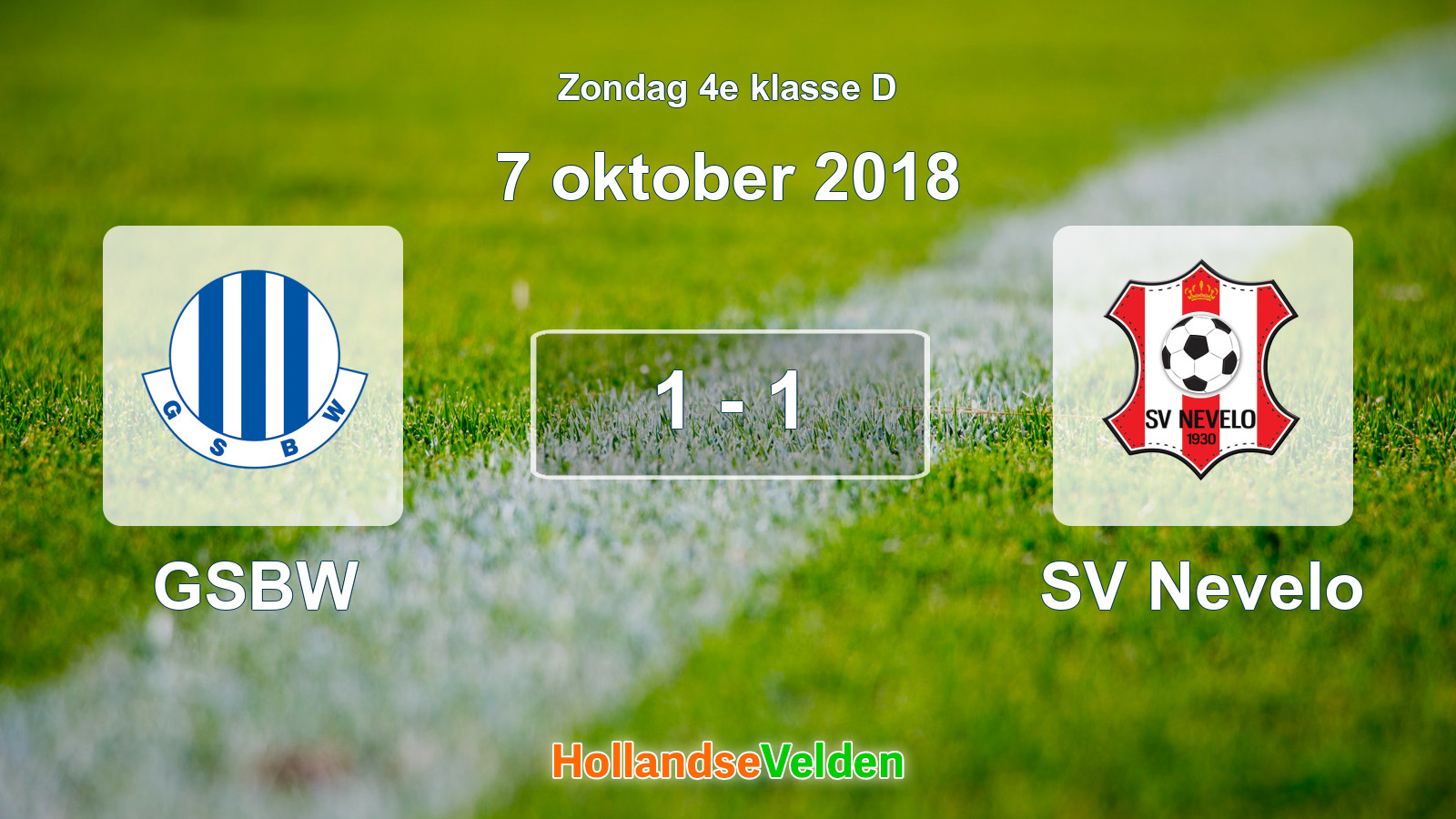 Gespeelde wedstrijd: GSBW - SV Nevelo 1 - 1 (7 oktober 2018)