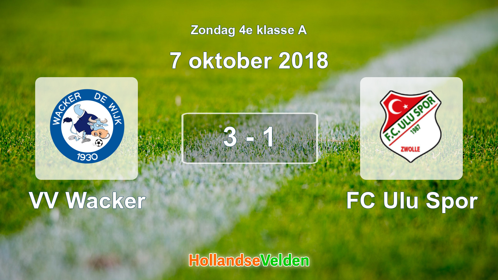 Gespeelde wedstrijd: VV Wacker - FC Ulu Spor 3 - 1 (7 oktober 2018)