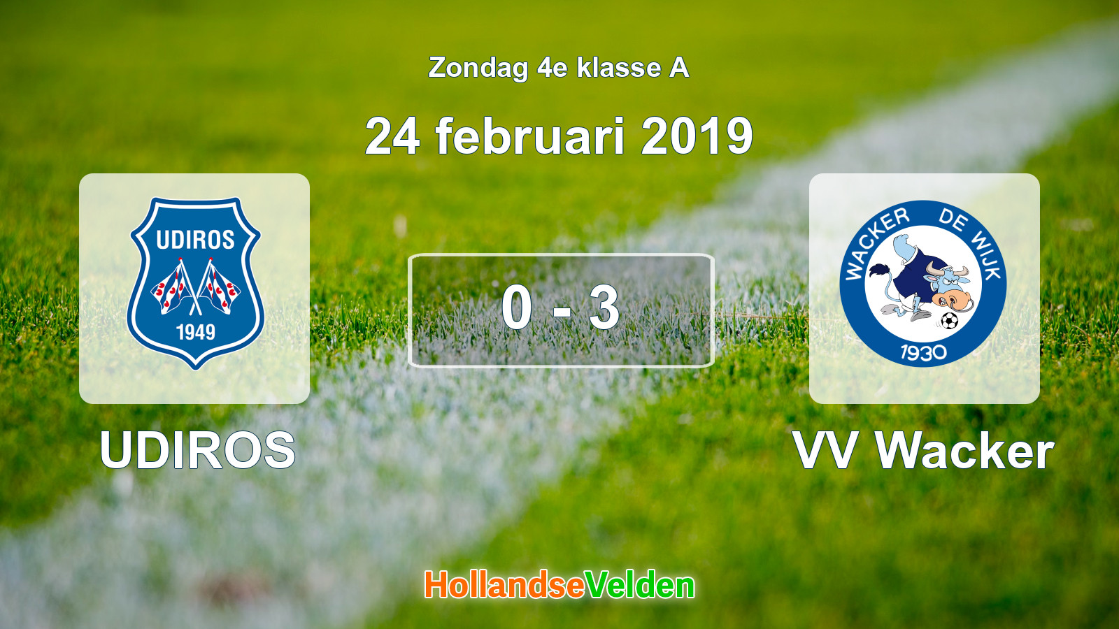 Gespeelde wedstrijd: UDIROS - VV Wacker 0 - 3 (24 februari 2019)
