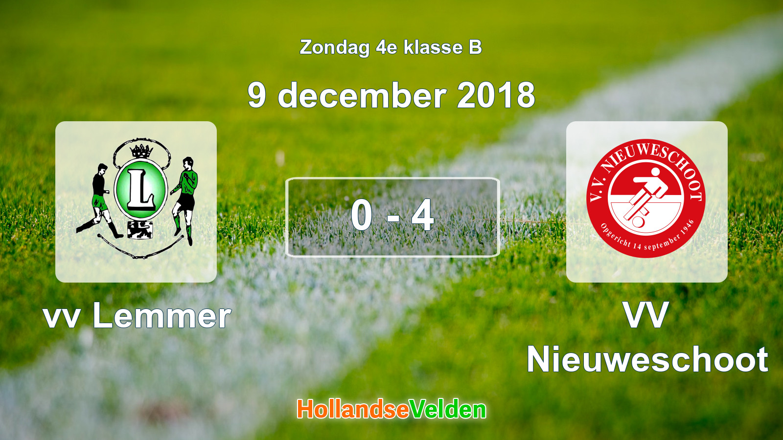 Gespeelde wedstrijd: vv Lemmer - VV Nieuweschoot 0 - 4 (9 december 2018)
