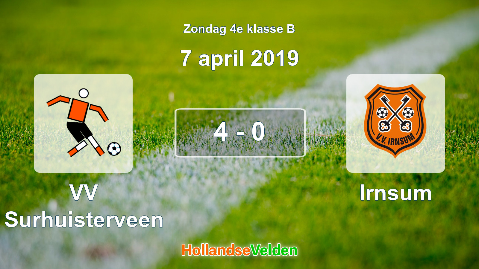 Gespeelde wedstrijd: VV Surhuisterveen - Irnsum 4 - 0 (7 april 2019)