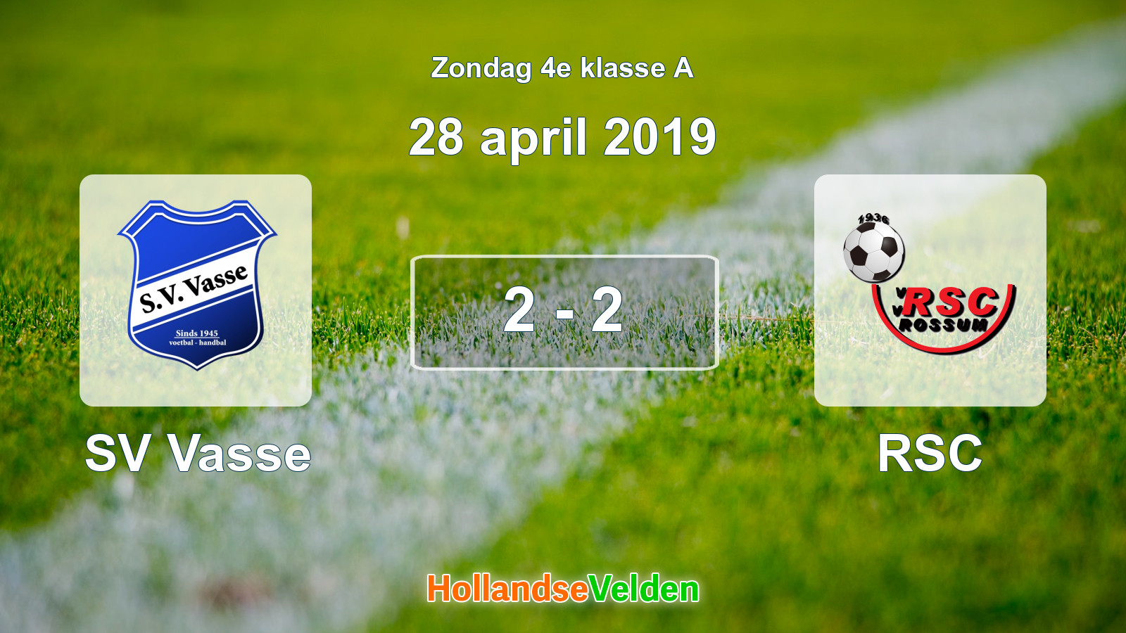 Gespeelde wedstrijd: SV Vasse - RSC 2 - 2 (28 april 2019)