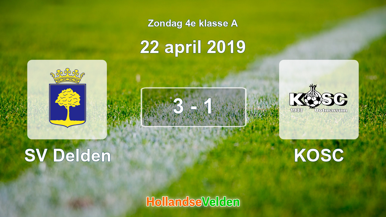 Gespeelde wedstrijd: SV Delden - KOSC 3 - 1 (22 april 2019)