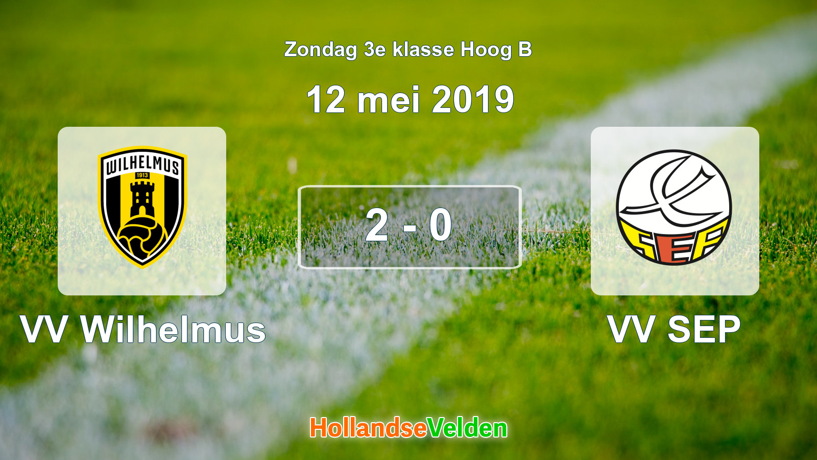 Gespeelde wedstrijd: VV Wilhelmus - VV SEP 2 - 0 (12 mei 2019)