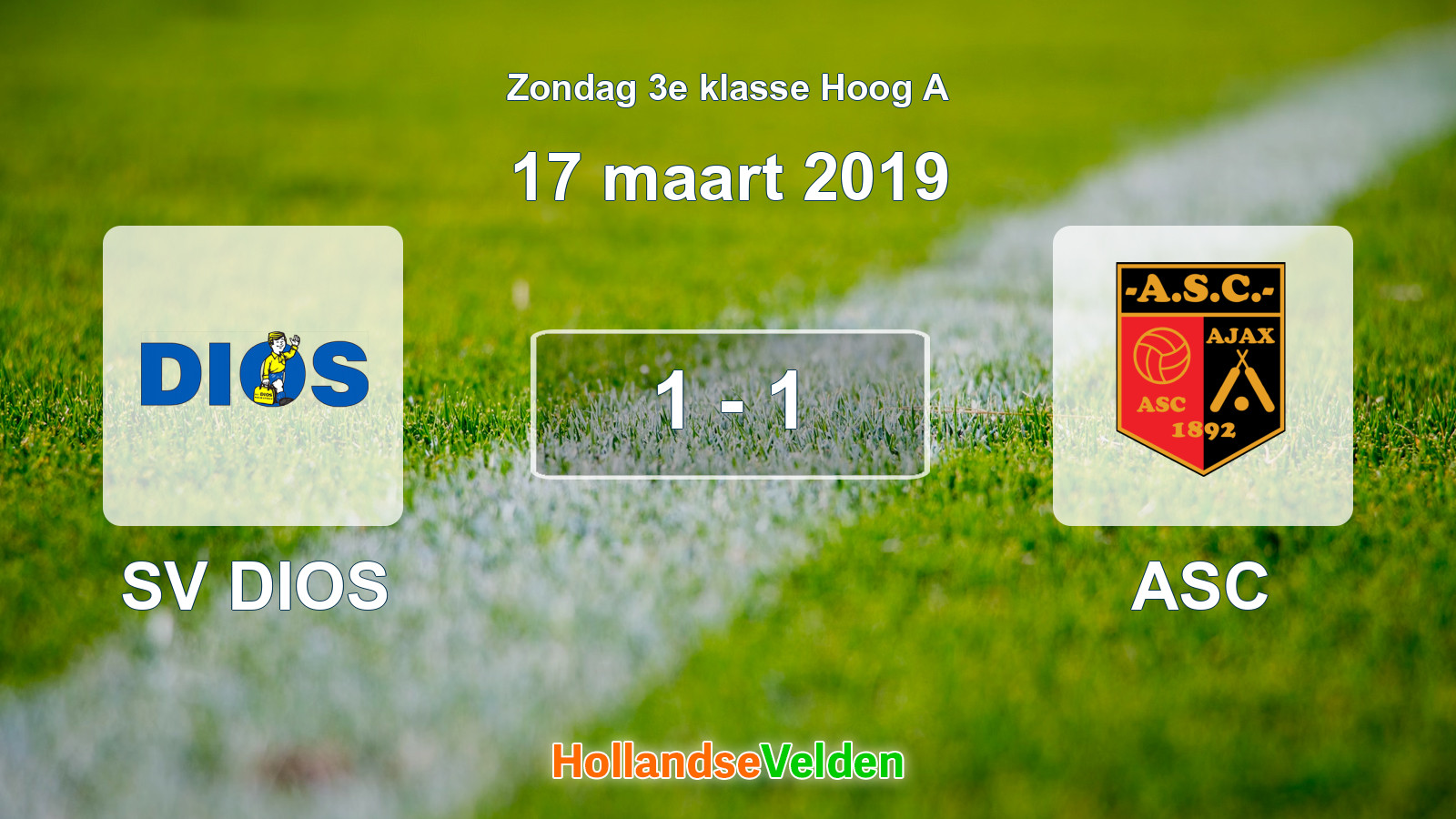 Gespeelde wedstrijd: SV DIOS - ASC 1 - 1 (17 maart 2019)
