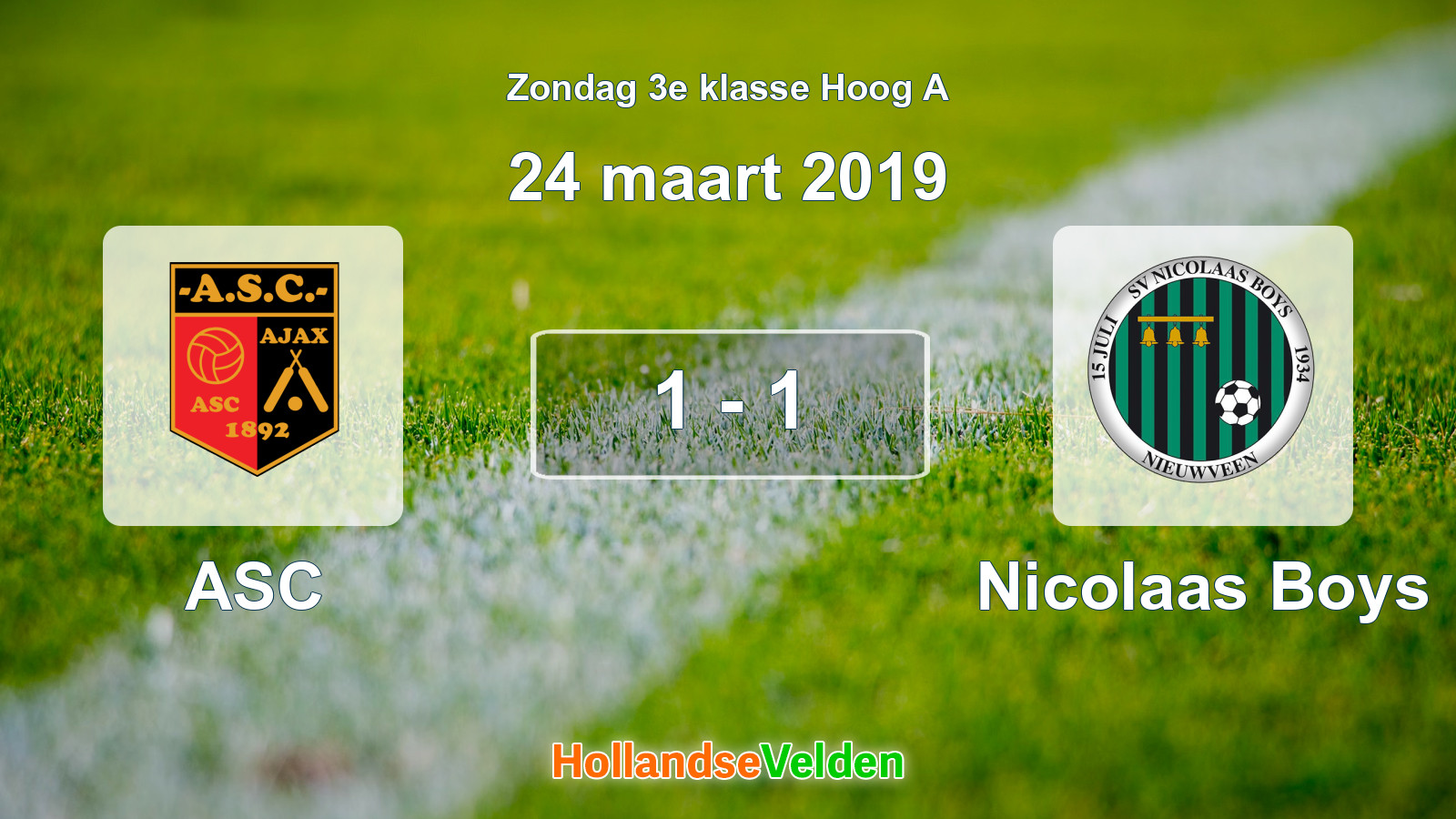 Gespeelde wedstrijd: ASC - Nicolaas Boys 1 - 1 (24 maart 2019)