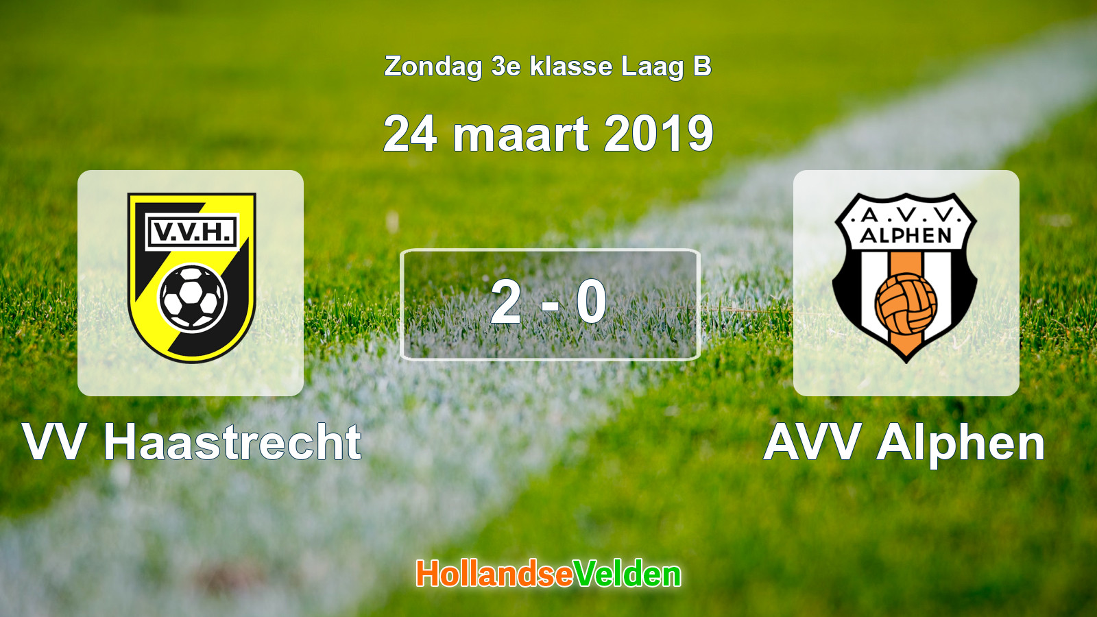 Gespeelde wedstrijd: VV Haastrecht - AVV Alphen 2 - 0 (24 maart 2019)