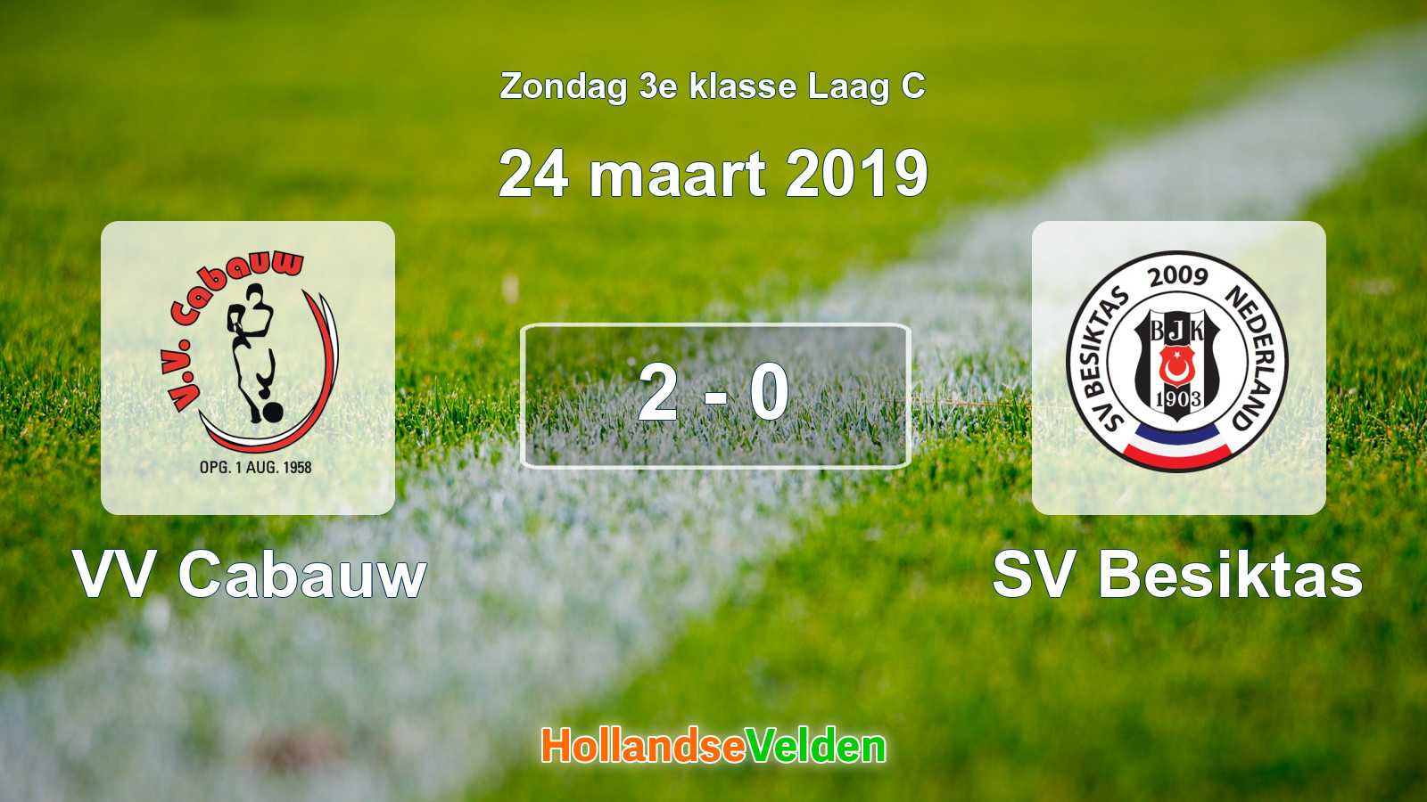 Gespeelde wedstrijd: VV Cabauw - SV Besiktas 2 - 0 (24 maart 2019)