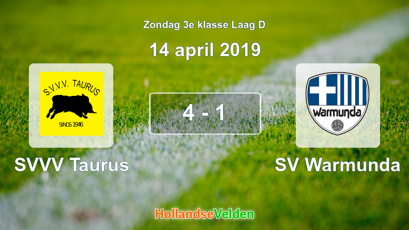Gespeelde wedstrijd: SVVV Taurus - SV Warmunda 4 - 1 (14 april 2019)