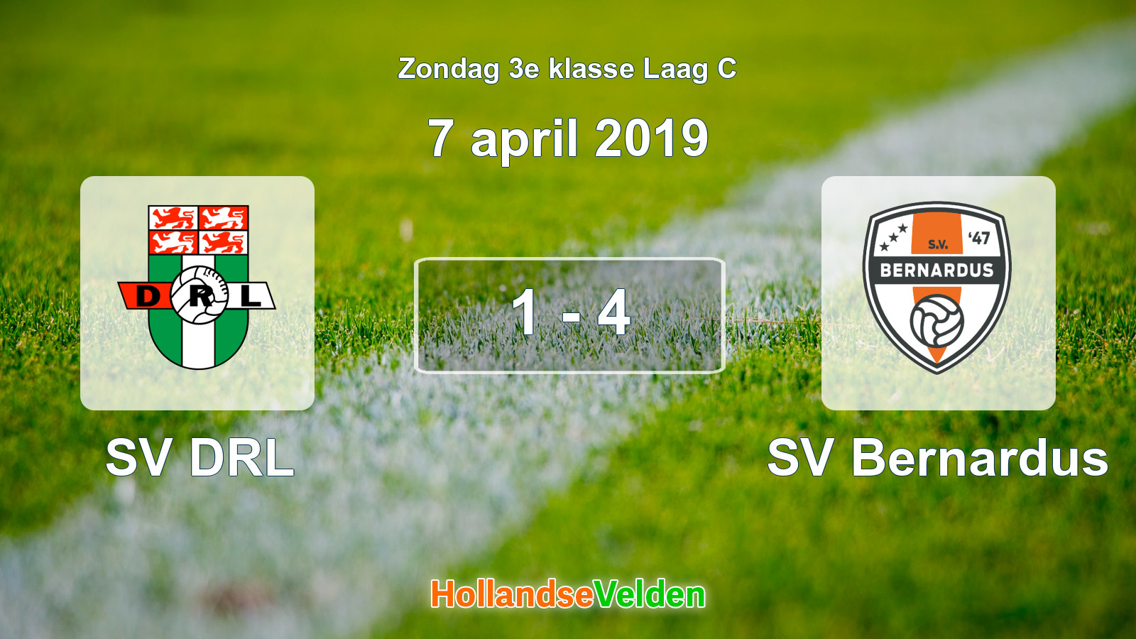 Gespeelde wedstrijd: SV DRL - SV Bernardus 1 - 4 (7 april 2019)