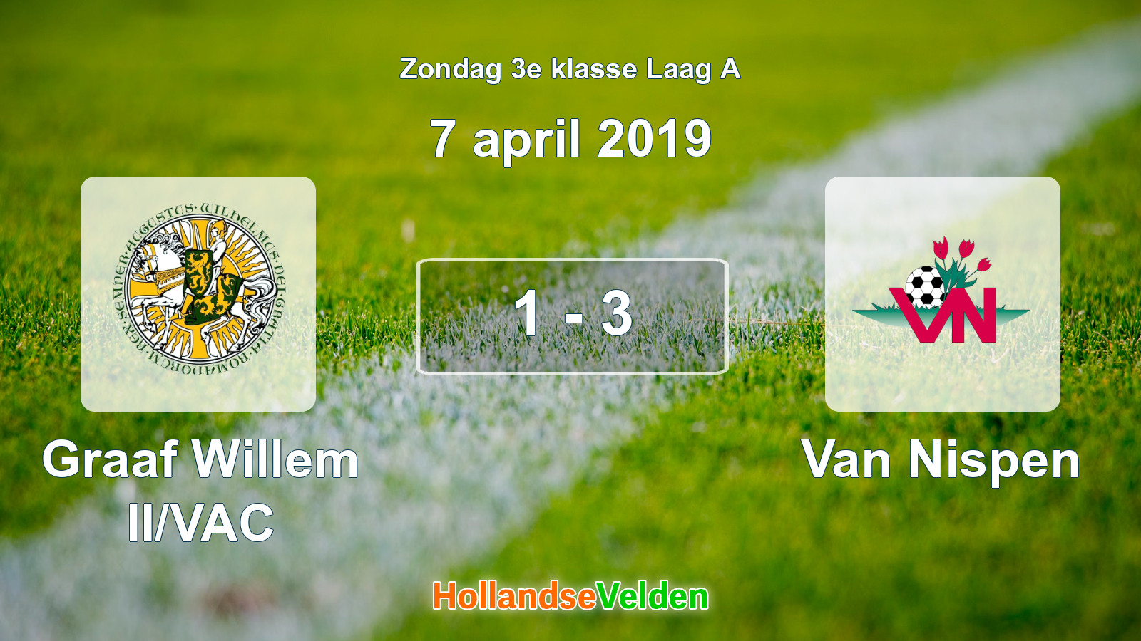 Gespeelde wedstrijd: Graaf Willem II/VAC - Van Nispen 1 - 3 (7 april 2019)