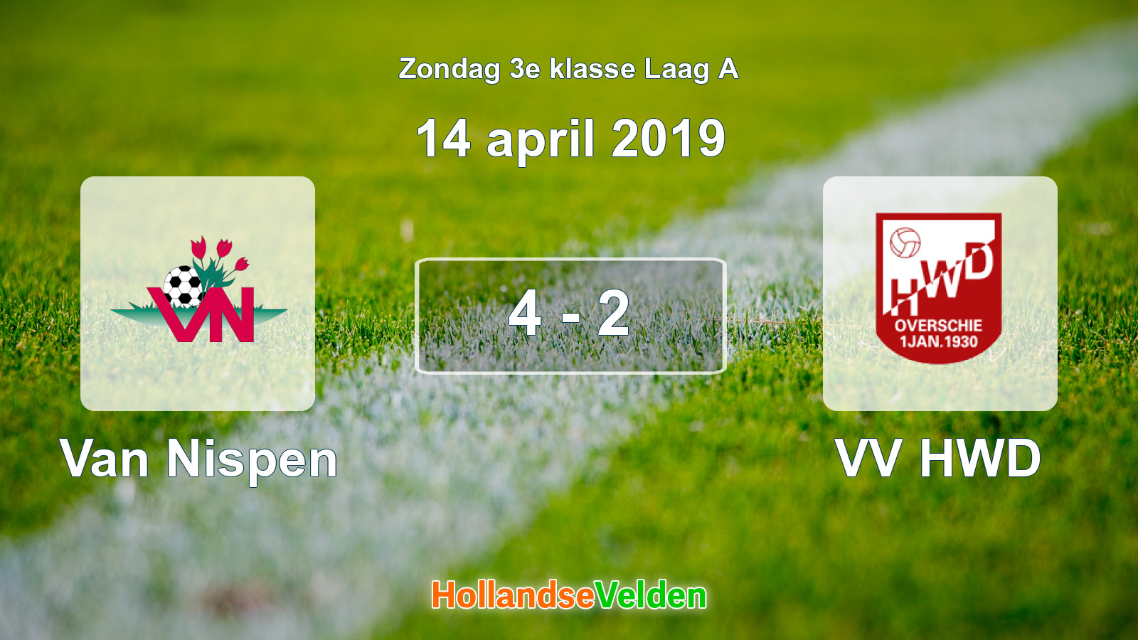 Gespeelde wedstrijd: Van Nispen - VV HWD 4 - 2 (14 april 2019)