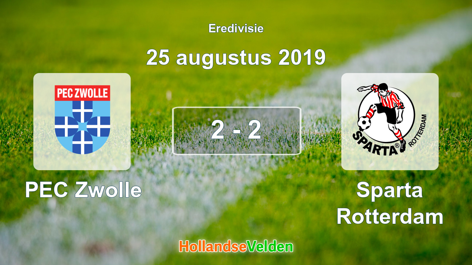 Gespeelde wedstrijd: PEC Zwolle - Sparta Rotterdam 2 - 2 (25 augustus 2019)