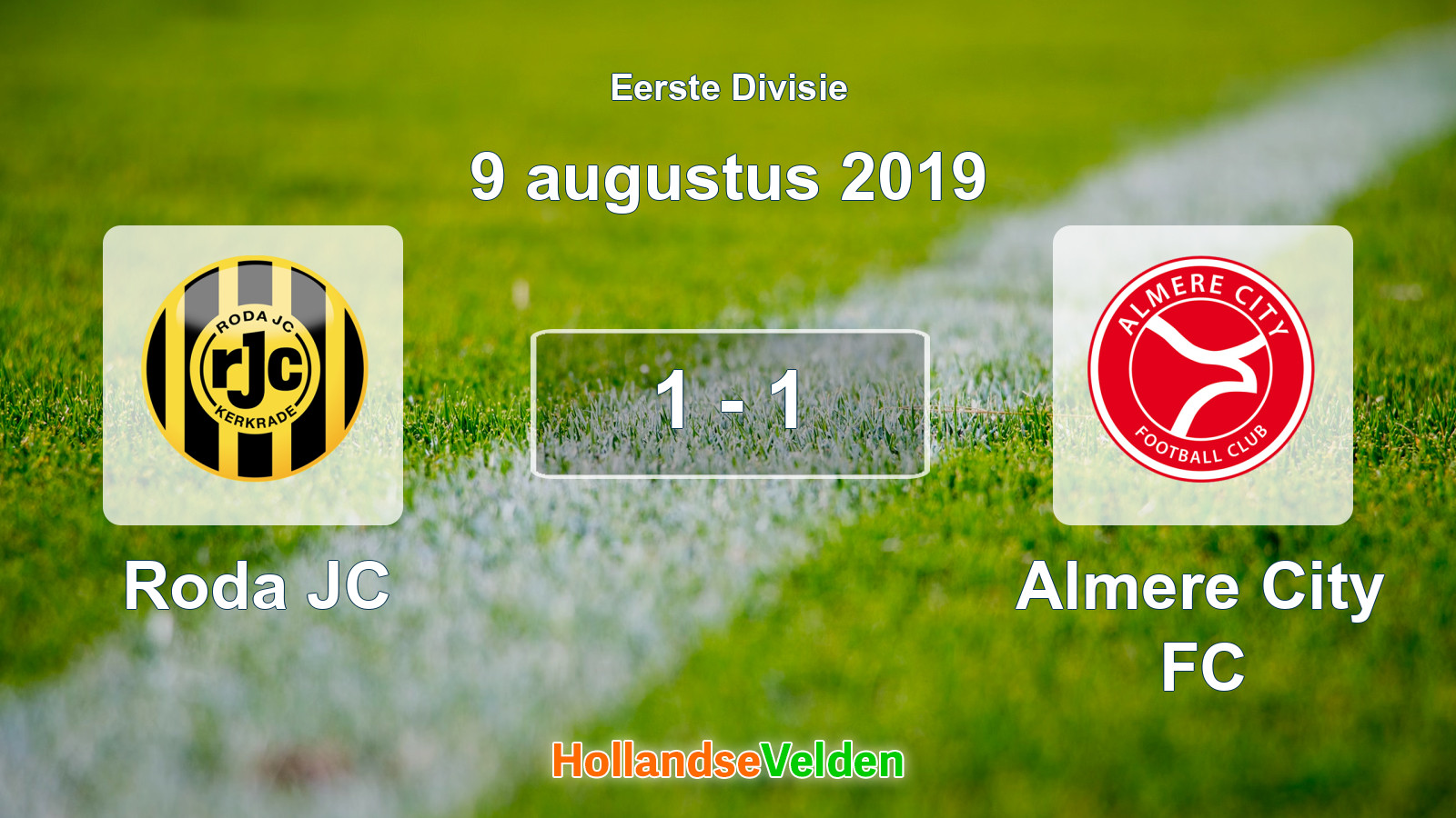 Gespeelde wedstrijd: Roda JC - Almere City FC 1 - 1 (9 augustus 2019)