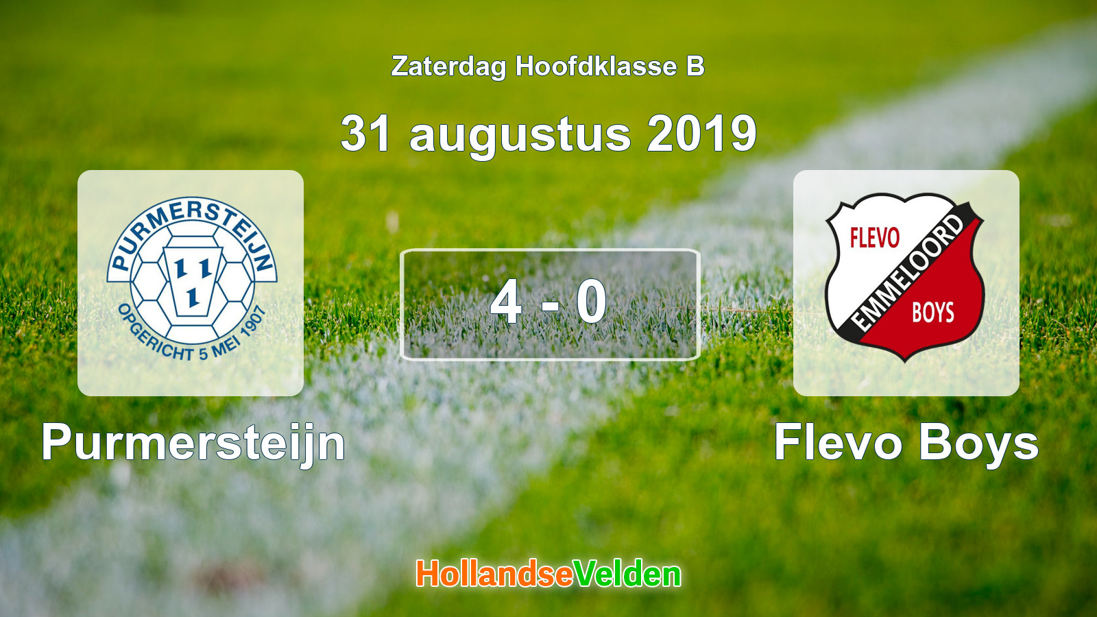 Gespeelde wedstrijd: Purmersteijn - Flevo Boys 4 - 0 (31 augustus 2019)