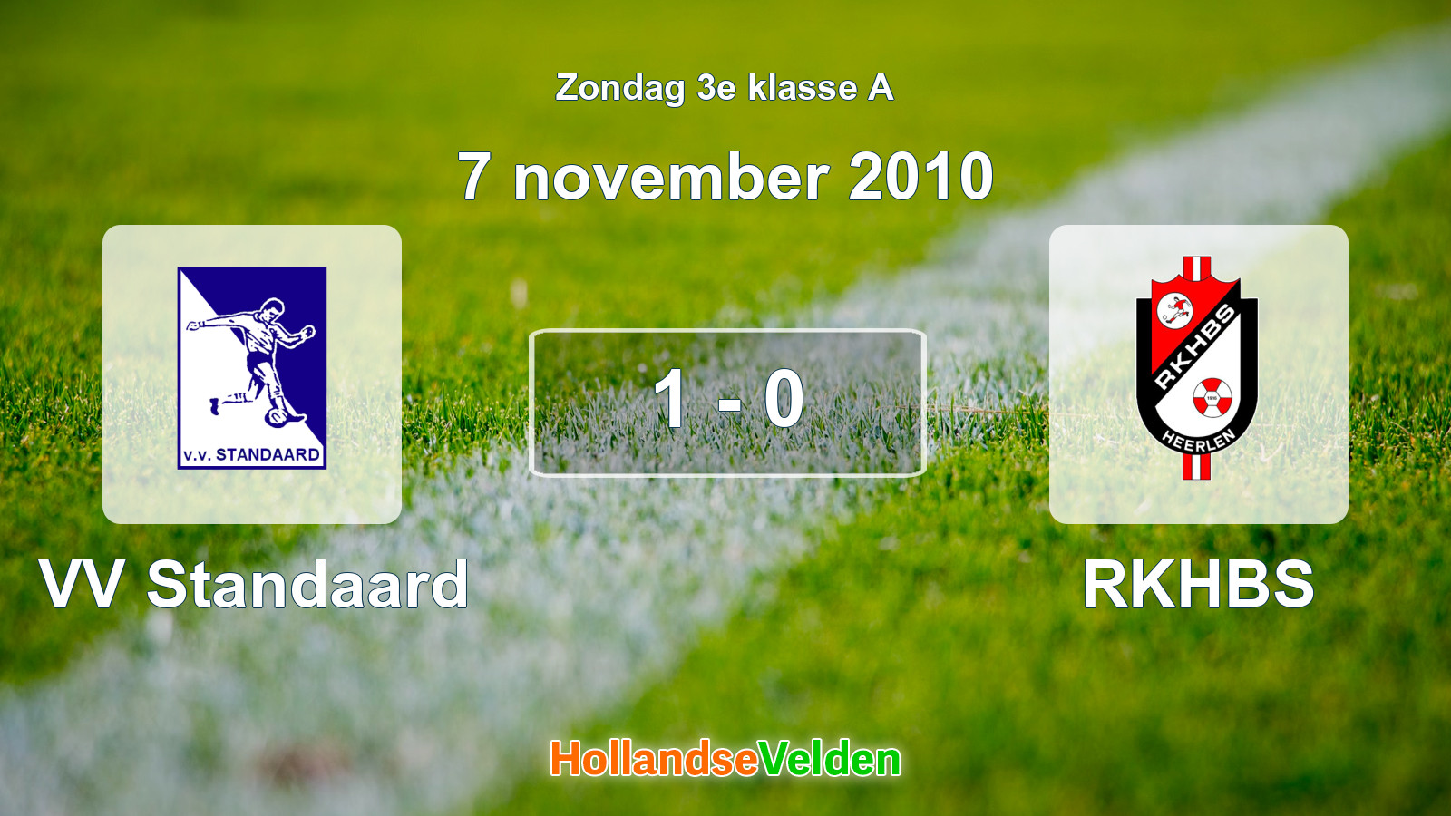 Gespeelde wedstrijd: VV Standaard - RKHBS 1 - 0 (7 november 2010)