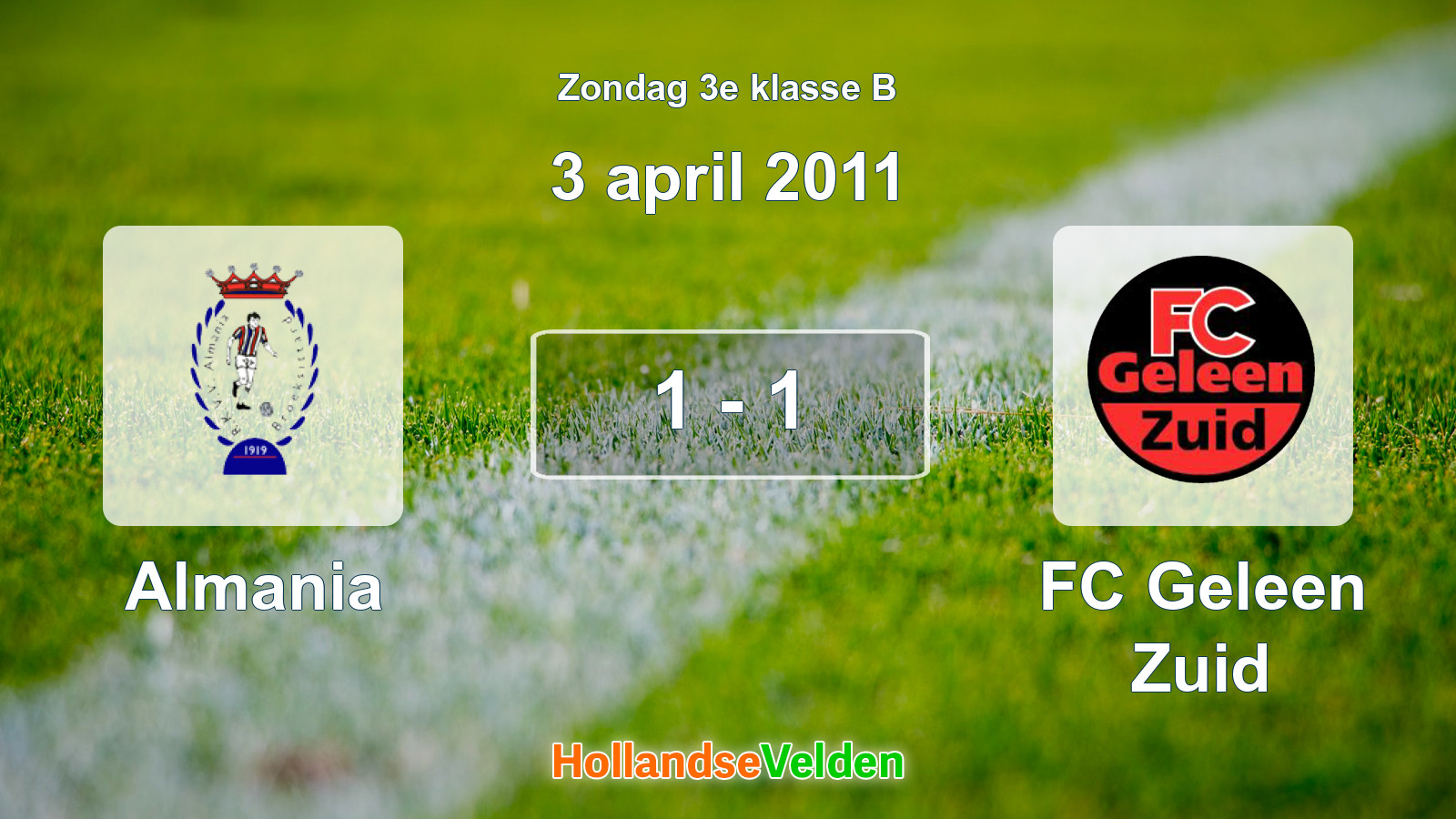 Gespeelde wedstrijd: Almania - FC Geleen Zuid 1 - 1 (3 april 2011)